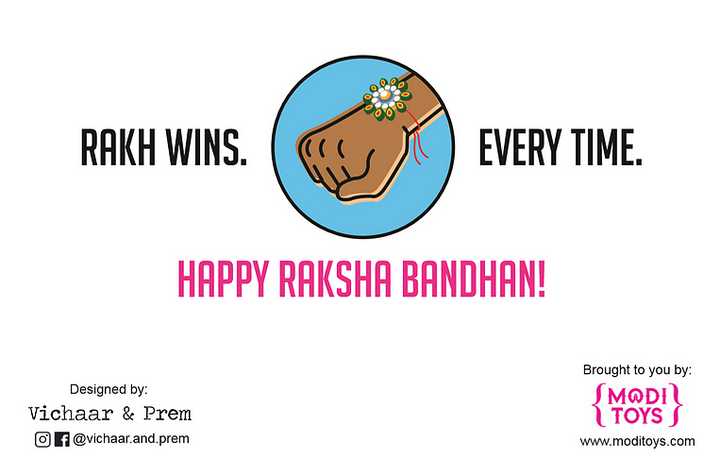 Rakhi + Raksha Bandhan Card: Rock, Paper, Scissor